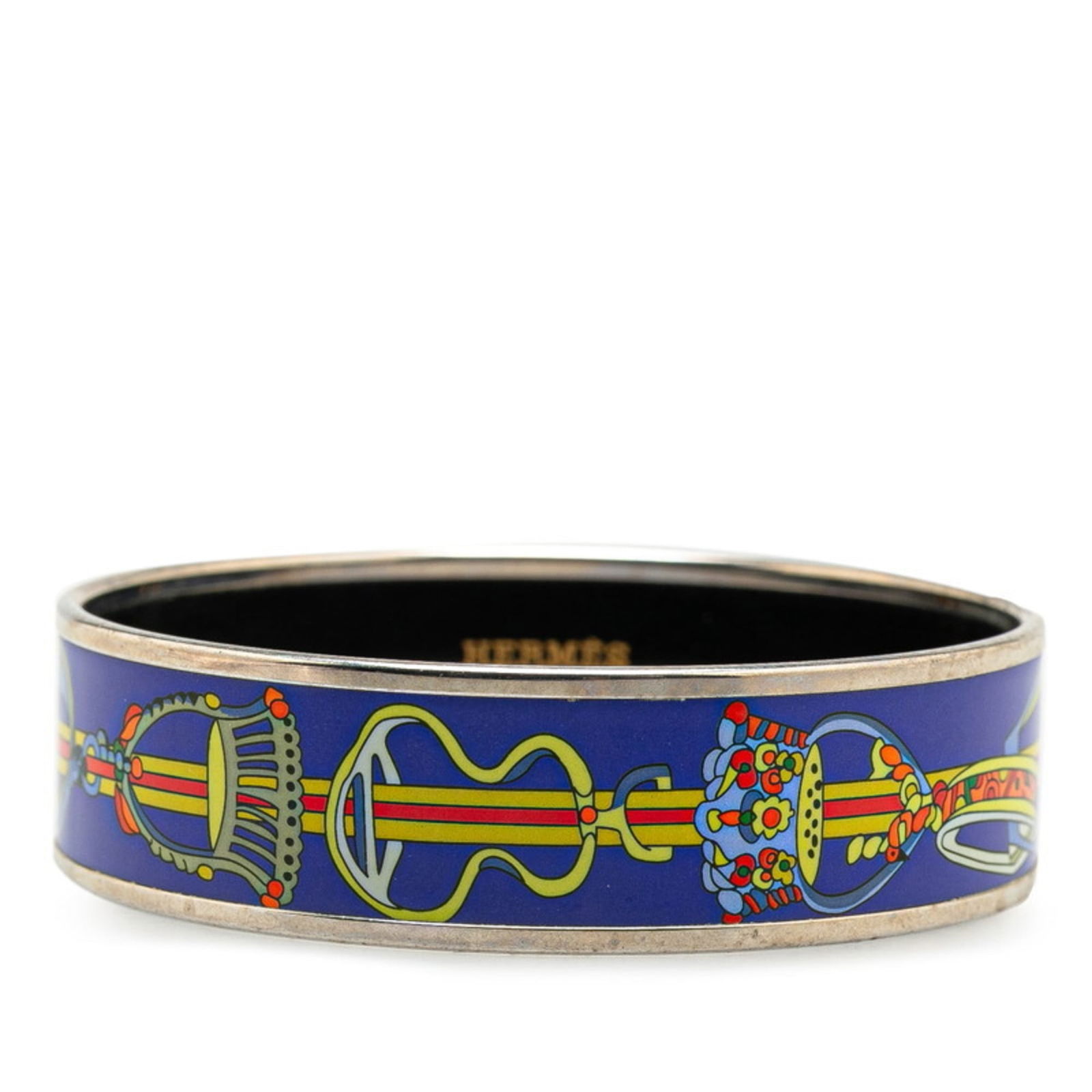 Metal Hermes Bangle: Metal Hermes Bangle This listing features Metal Hermes Bangle. Item specifics are provided below. Item Specifics: Brand: Hermes Type: Bangle Gender: Women Material: Metal Color: Blue, Multi-Color, Sil