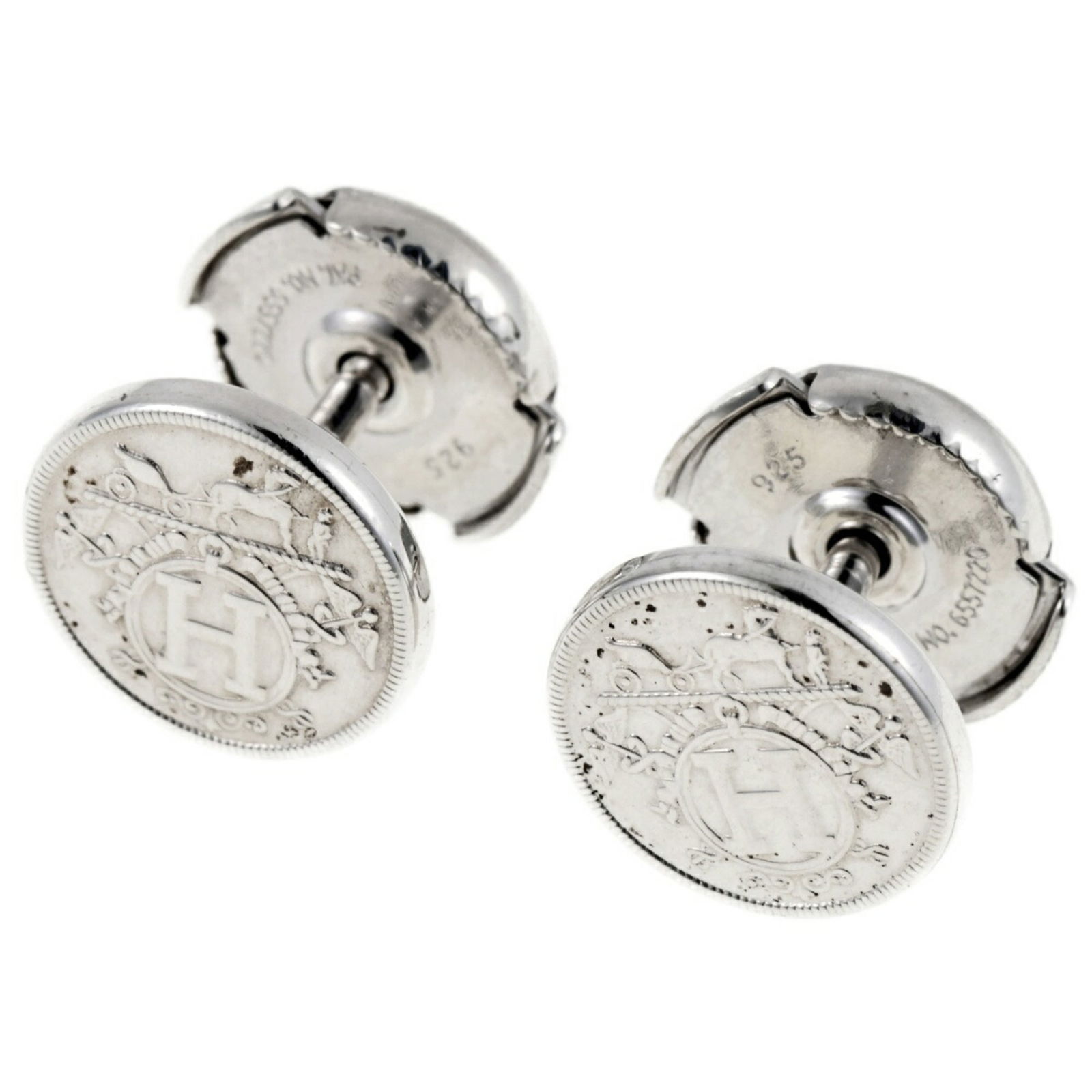 925 Hermes Stud Earrings Silver - 3