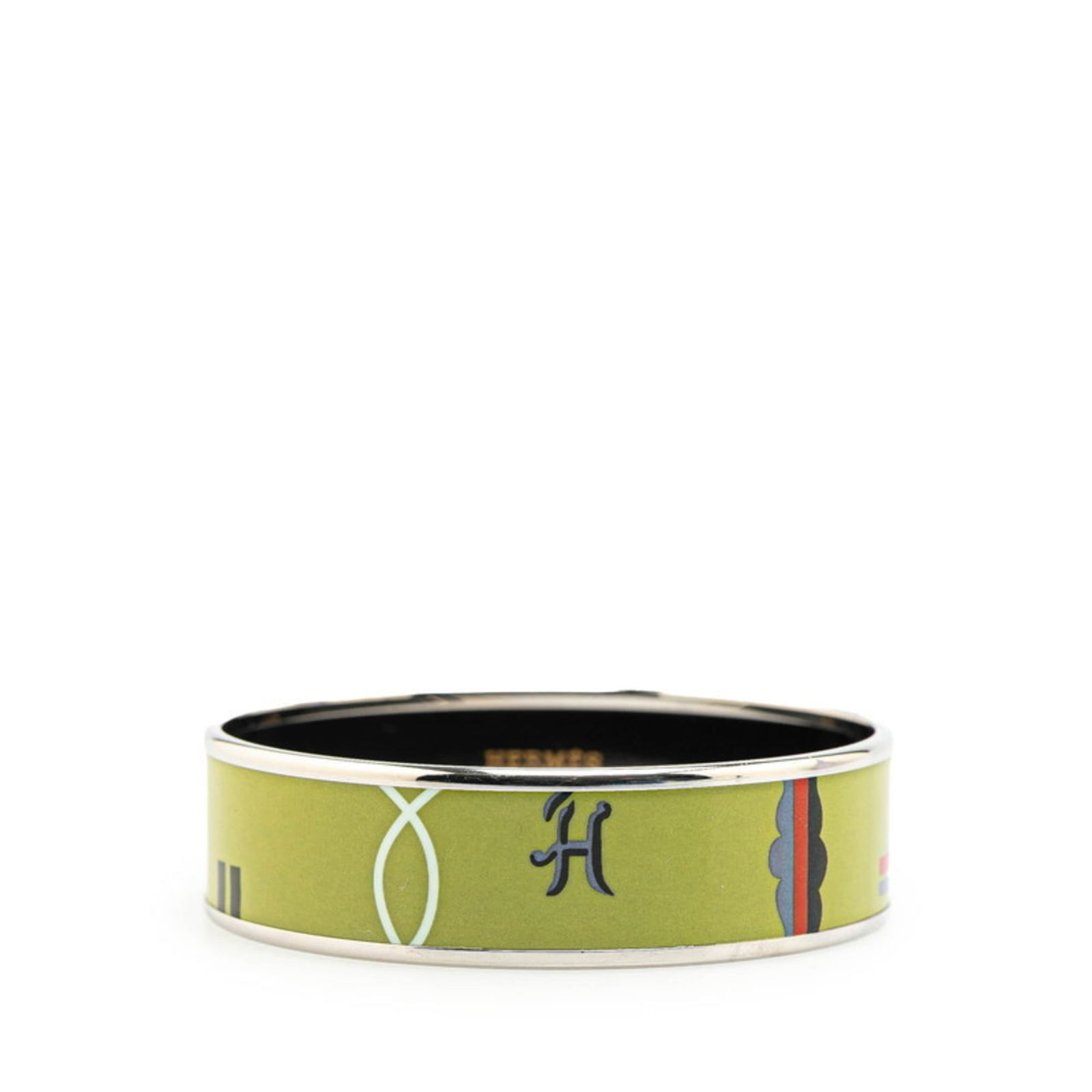 Metal Hermes Bangle: Metal Hermes Bangle This listing features Metal Hermes Bangle. Item specifics are provided below. Item Specifics: Brand: Hermes Type: Bangle Gender: Women Material: Metal Color: Green, Multi-Color,