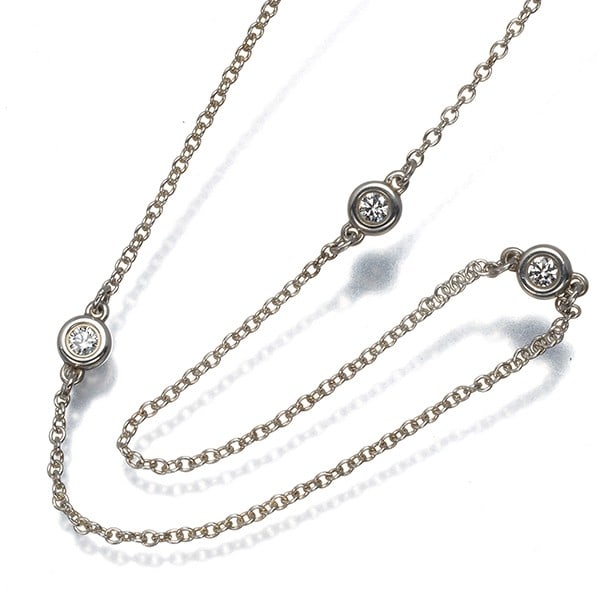 Silver Tiffany&Co. Necklace Diamonds By The Yard Diamond 3P 925 Sterling (1 of 4)