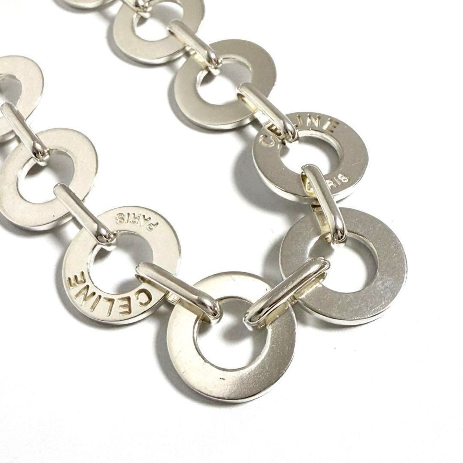 Silver Celine Vintage Necklace Circle Link: Silver Celine Vintage Necklace Circle Link This listing features Silver Celine Vintage Necklace Circle Link. Item specifics are provided below. Item Specifics: Brand: Celine Necklace Type: Necklace Ge