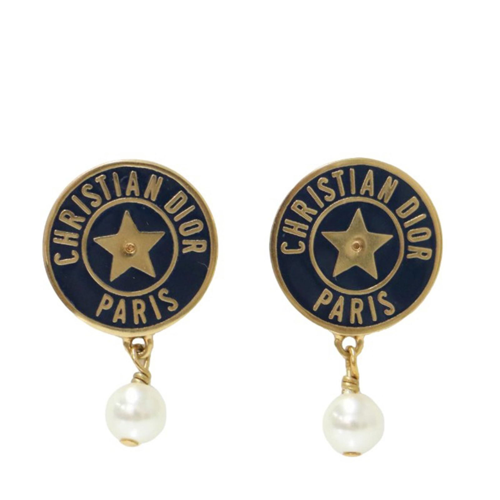 Metal Christian Dior Stud Earrings (1 of 4)