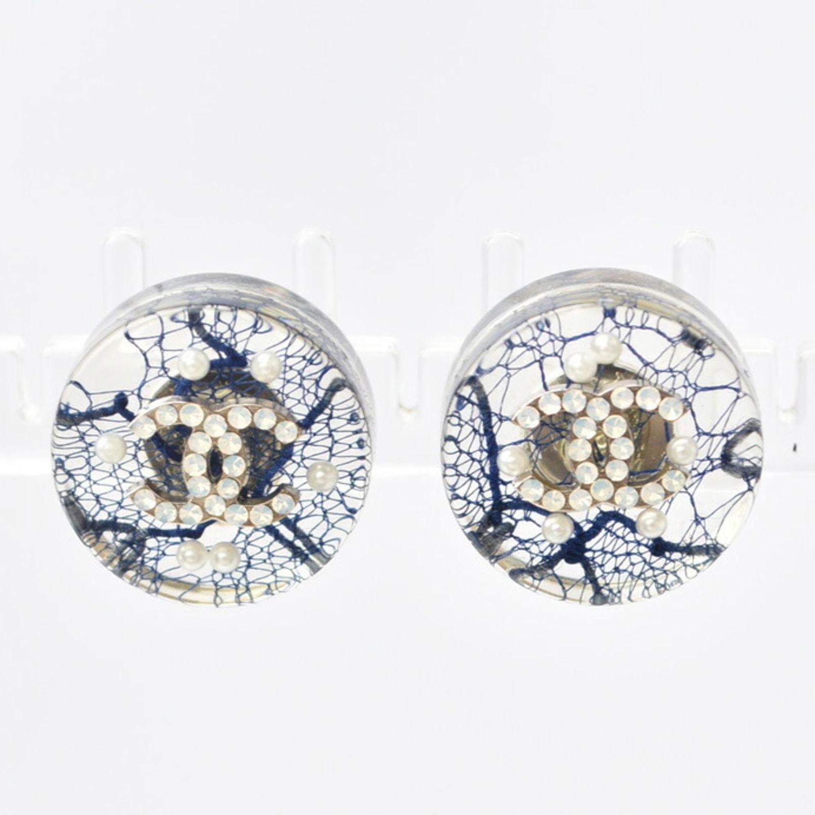Plastic Chanel Stud Earrings - 2