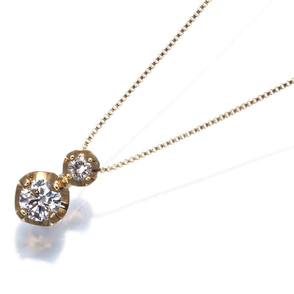 Gold Kumikyoku Necklace Diamond 0.16Ct 2P 18K 750 Yellow (1 of 5)