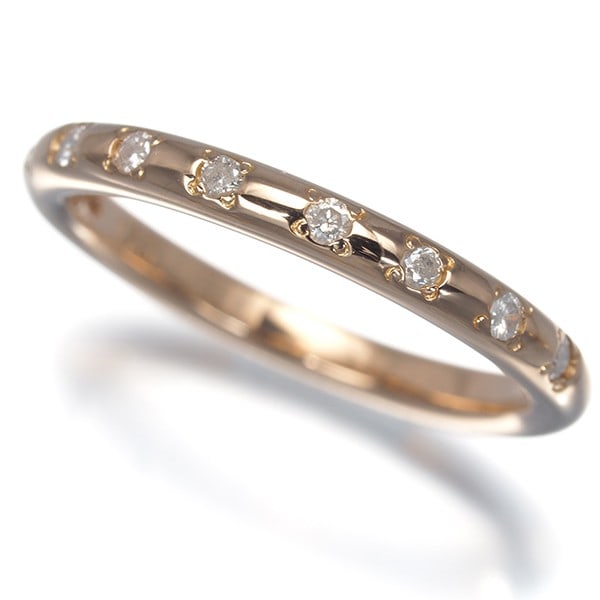 Gold Agete Ring Diamond 0.11Ct 8P Us5 18K 750 Rose (1 of 5)