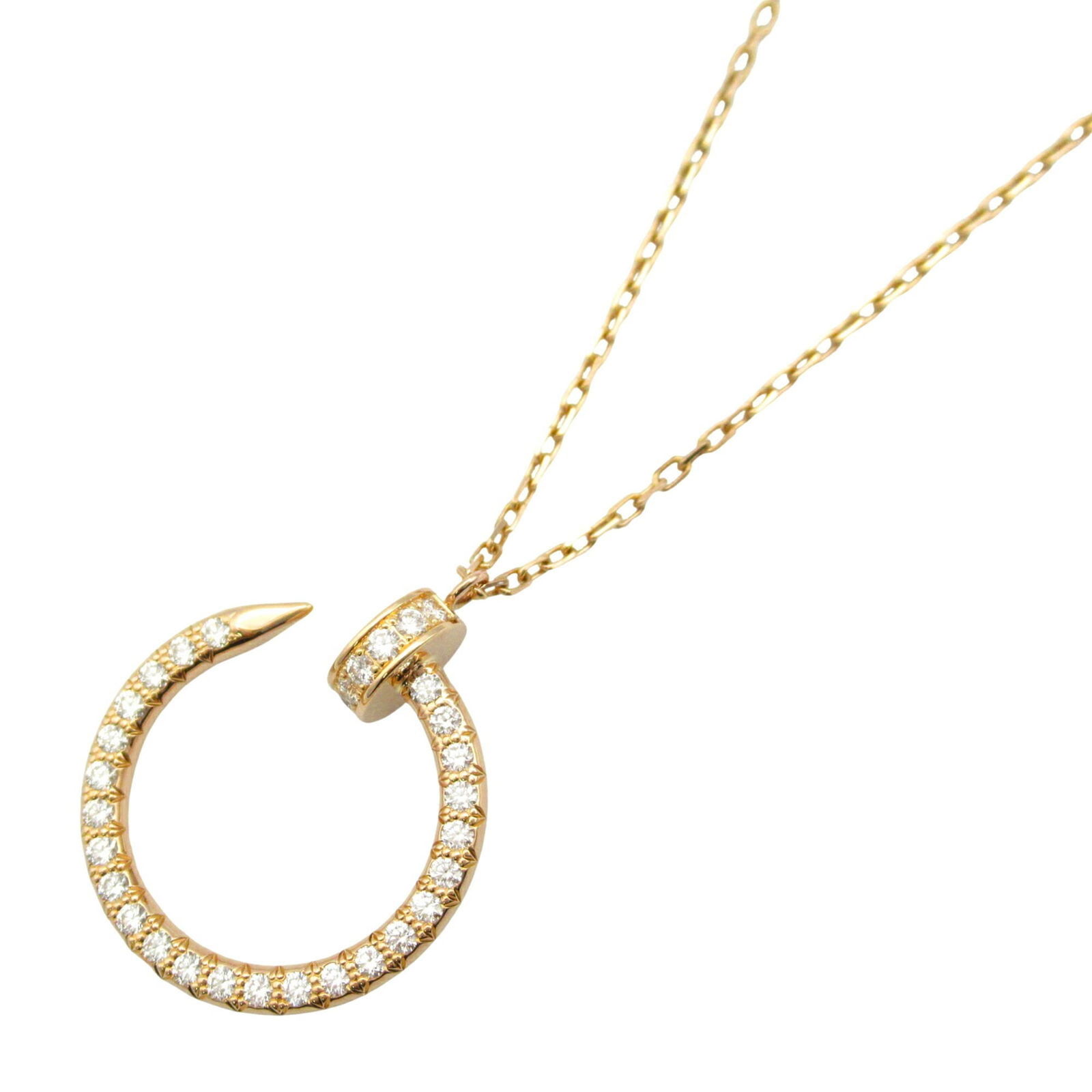 Clear CARTIER Juste un Clou Diamond Necklace 18KPG (Pink Gold) Ladies (1 of 8)