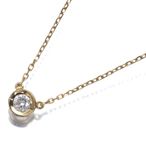 Gold Necklace Diamond 0.1Ct Solitaire Bezel 18K 750 Yellow (1 of 4)