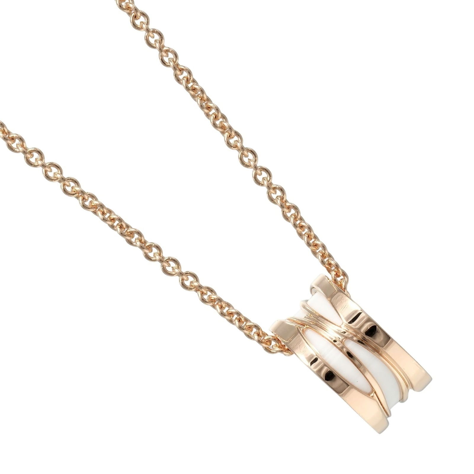 13.4g BVLGARI B.ZERO1 Design Legend Necklace B.Zero1 K18PG Pink Gold Ceramic Approx. (1 of 9)
