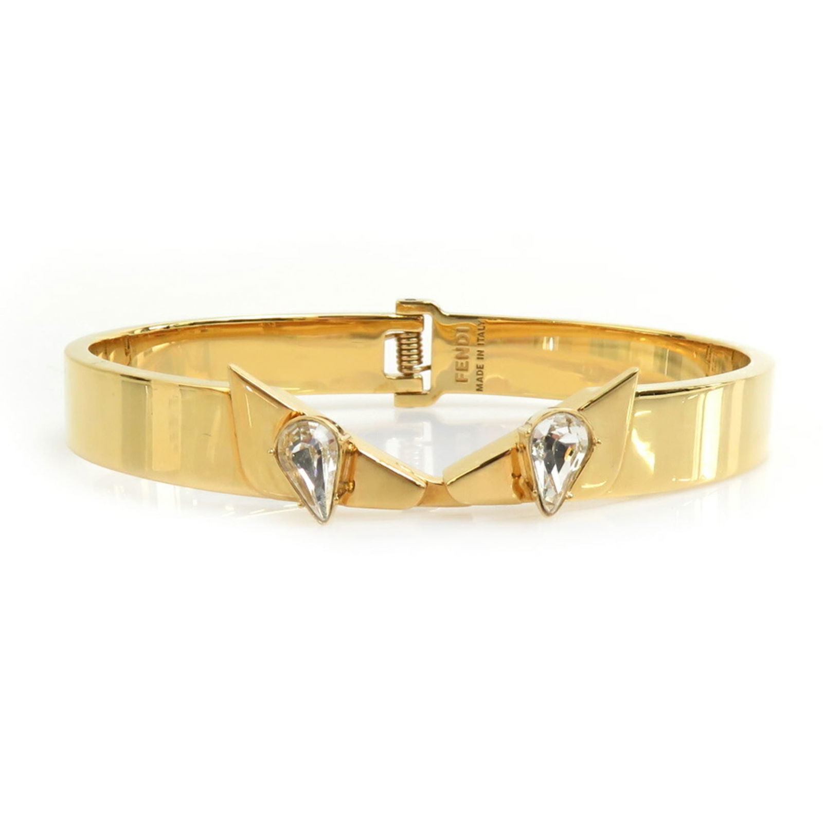 Metal Fendi Bangle: Metal Fendi Bangle This listing features Metal Fendi Bangle. Item specifics are provided below. Item Specifics: Brand: Fendi Type: Bangle Gender: Women Material: Metal Color: Gold, Silver Stone: