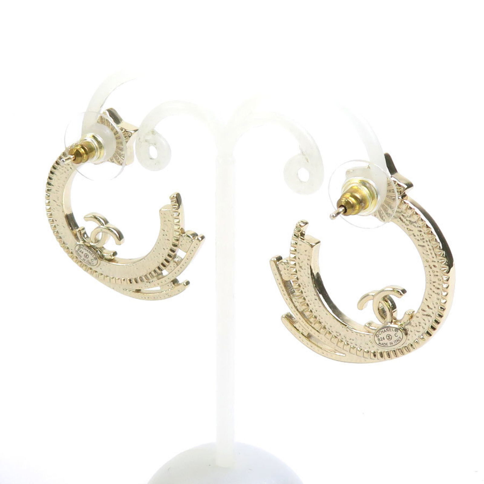 Metal Chanel Stud Earrings - 2