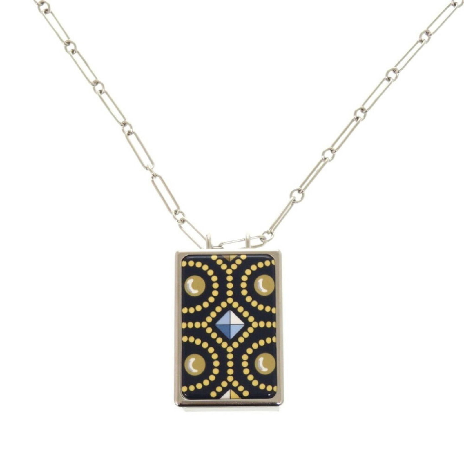 1421HERMES Like new Hermes Boite a Reve pendant metal silver navy necklace: 1421HERMES Like new Hermes Boite a Reve pendant metal silver navy necklace This listing features 1421HERMES Like new Hermes Boite a Reve pendant metal silver navy necklace. Item specifics are