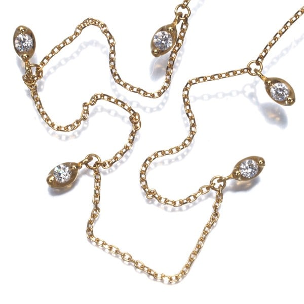 Gold Vendome Necklace Diamond 0.14Ct Station 18K 750 Yellow (1 of 4)