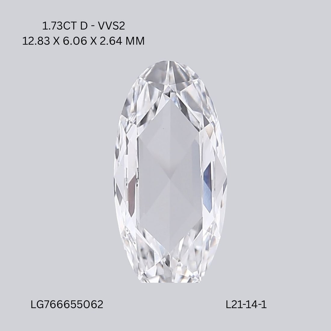 Loose Lab Diamond - IGI Oval 1.73ct D VVS2: Loose Lab Diamond - IGI Oval 1.73ct D VVS2 This listing features Loose Lab Diamond - IGI Oval 1.73ct D VVS2. Item specifics are provided below. Item Specifics: Source: This Is A Real Diamond Grown
