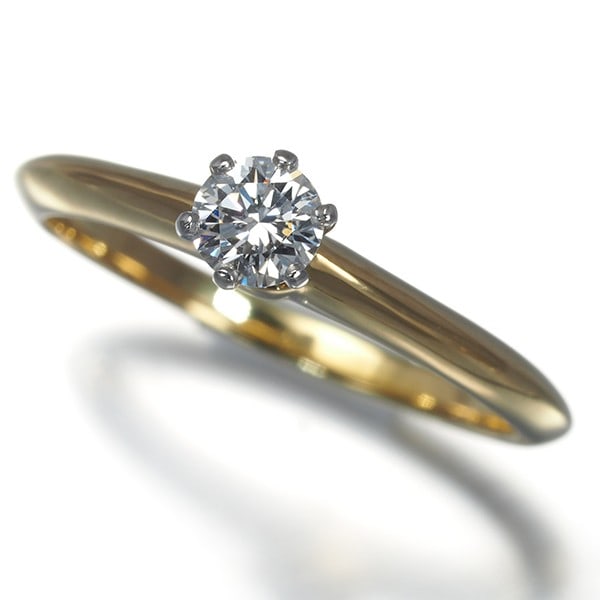 950 Tiffany&Co. Ring Diamond 0.23Ct Solitaire Us5.25-5.5 18K Yg/ Pt (1 of 5)