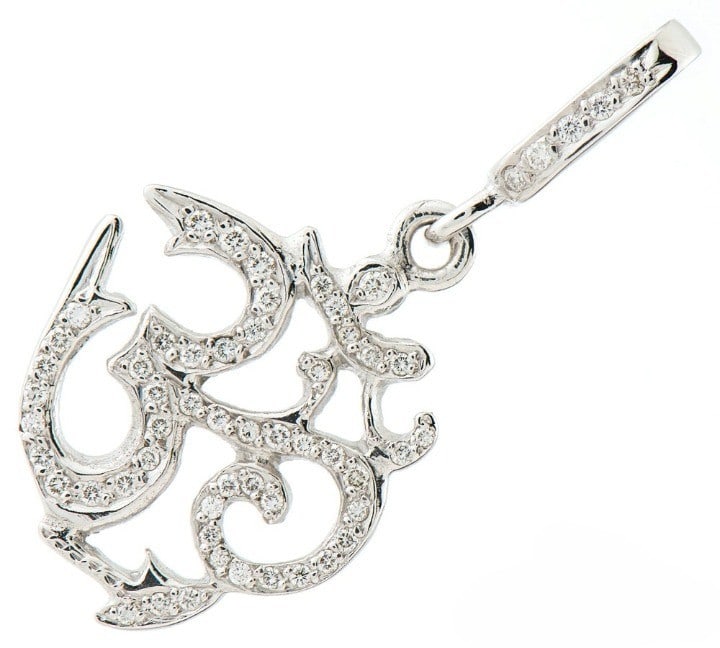 Charm Loree Rodkin OM Diamond 18k White Gold Pendant Necklace Top Spiritual: Charm Loree Rodkin OM Diamond 18k White Gold Pendant Necklace Top Spiritual Elevate your spiritual style with the OM Diamond 18k White Gold Pendant Necklace, a stunning piece from renowned designer Lo