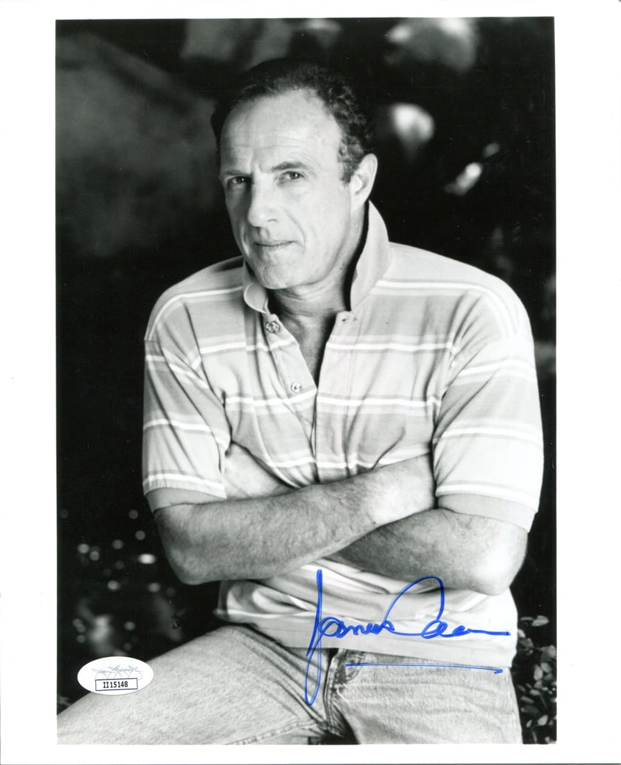 (JSA) James Caan Autographed 8x10 Photo: (JSA) James Caan Autographed 8x10 Photo Meet the iconic James Caan, captured in an 8x10 photo signed by the legendary actor himself in bluesharpie across the front. This authentic piece of Hollywood m