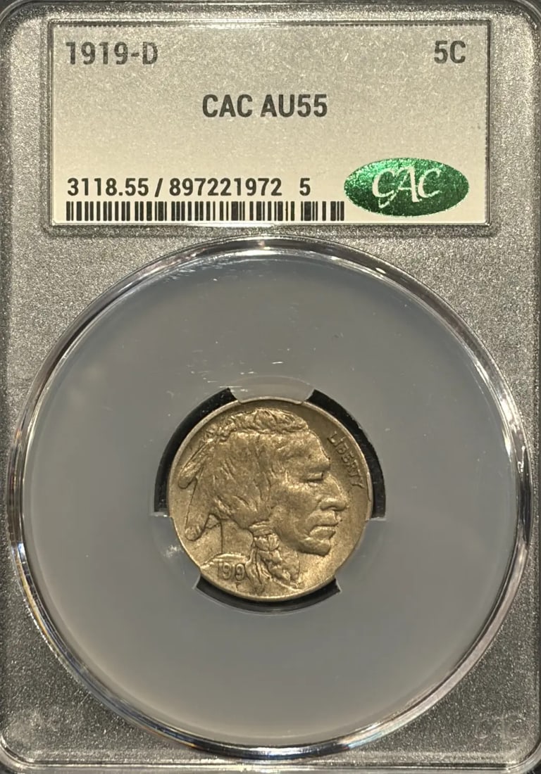 1919-D Buffalo Nickel CACG AU55 (1 of 3)