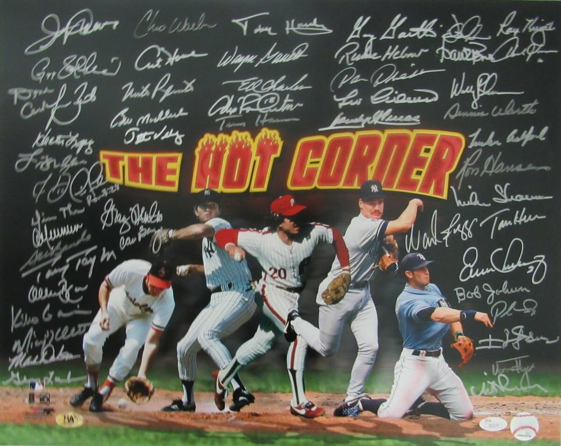 140527 Third Base Greats "The Hot Corner" Multi-Signed 16x20 Color Print JSA: 140527 Third Base Greats "The Hot Corner" Multi-Signed 16x20 Color Print JSA Experience the iconic third base dugout with this multi-signed 16x20 color print, authenticated by the experts at JSA. Feat
