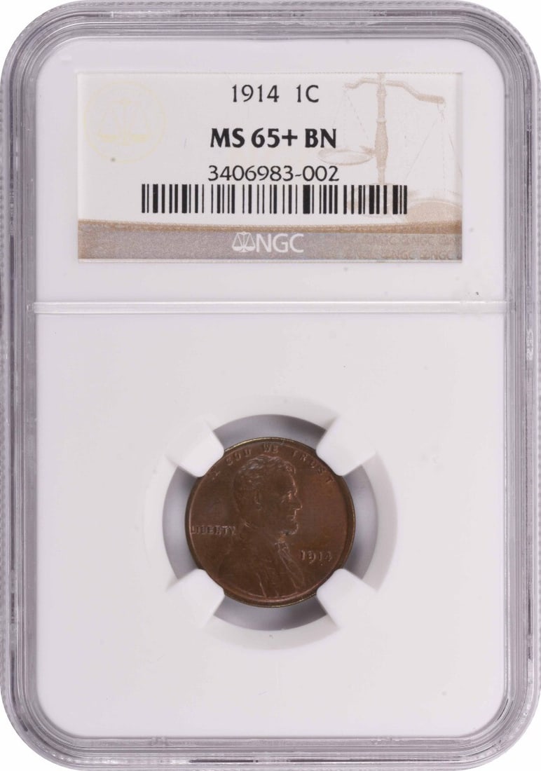 NGC 1914 Lincoln Cent MS65+BN: NGC 1914 Lincoln Cent MS65+BN A stunning example of American numismatic art, the NGC MS65+BN Lincoln Cent 1914 is a highly graded and highly sought-after coin featuring the iconic portrait of Abraham