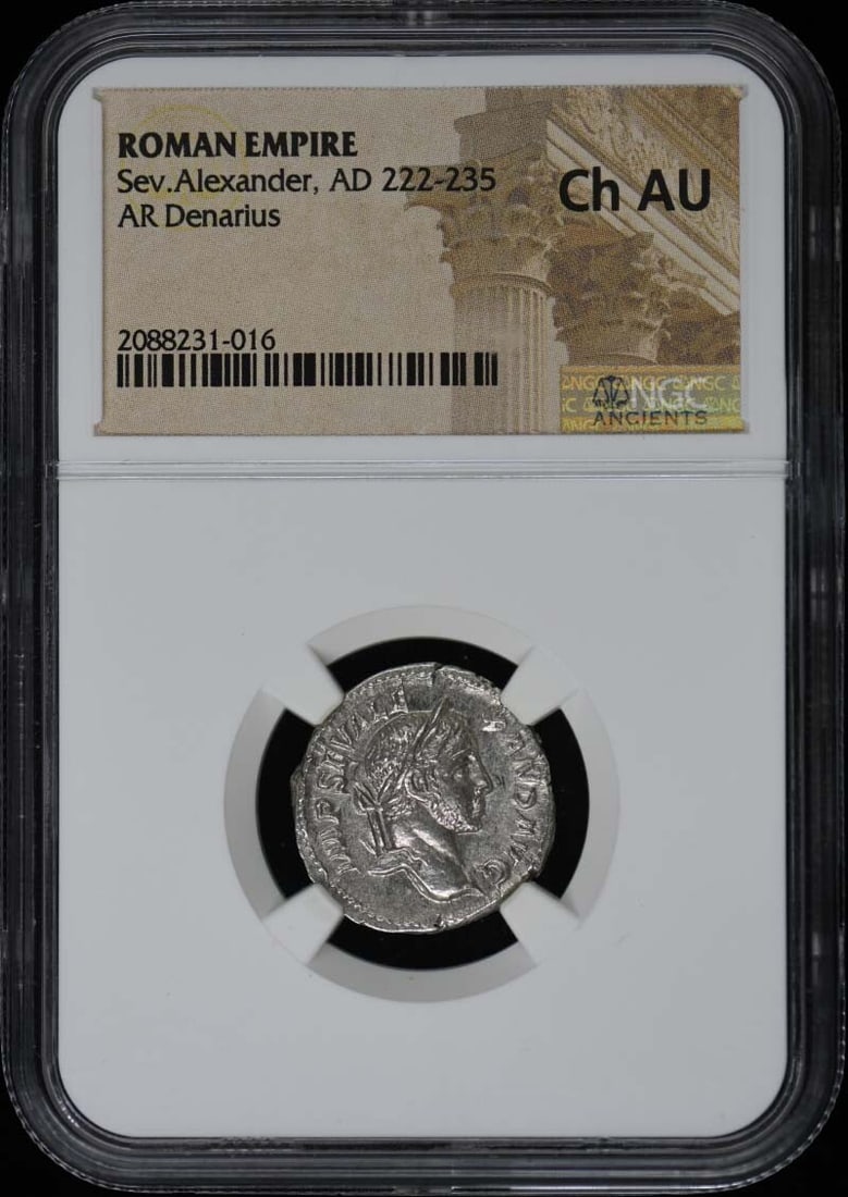 AD 222-235 ROMAN EMPIRE AR Denarius NGC AU55 - Sev.Alexander: AD 222-235 ROMAN EMPIRE AR Denarius NGC AU55 - Sev.Alexander Experience the majesty of the Roman Empire with this stunning AD 222-235 Denarius coin, certified by NGC and graded AU55. Minted in Italy d
