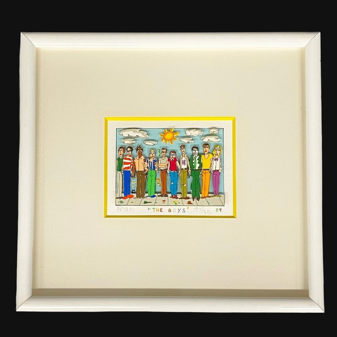 Framed James Rizzi "THE BOYS" 3D Silkscreen Edition Autographed: Framed James Rizzi "THE BOYS" 3D Silkscreen Edition Autographed Elevate your art collection with the vibrant 3D silkscreen edition of James Rizzi's iconic "THE BOYS". This limited edition print, signe