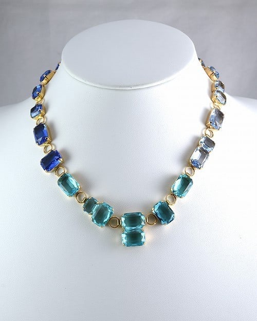 Rare Philippe Ferrandis Balearic Series Blue Crysta Necklace Gold Plated in (1 of 7)