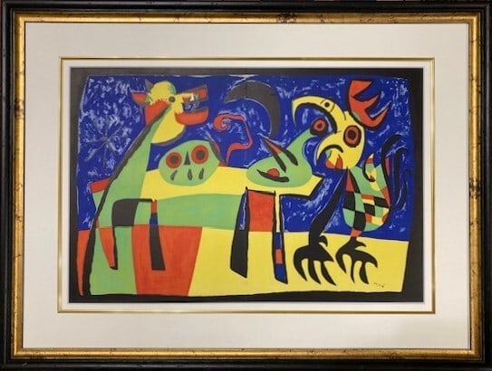 Joan Miro Signed Framed Lithograph 'Dog Barking at the Moon' (1952) (1 of 5)