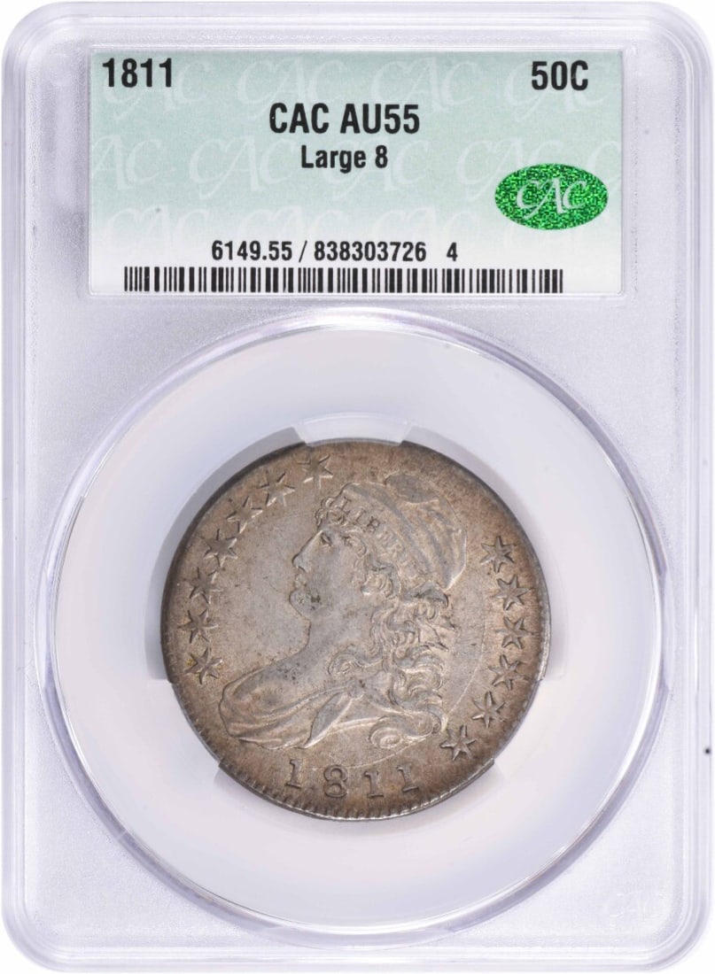 CACG 1811 Bust Silver Half Dollar Large 8 AU55 (1 of 3)