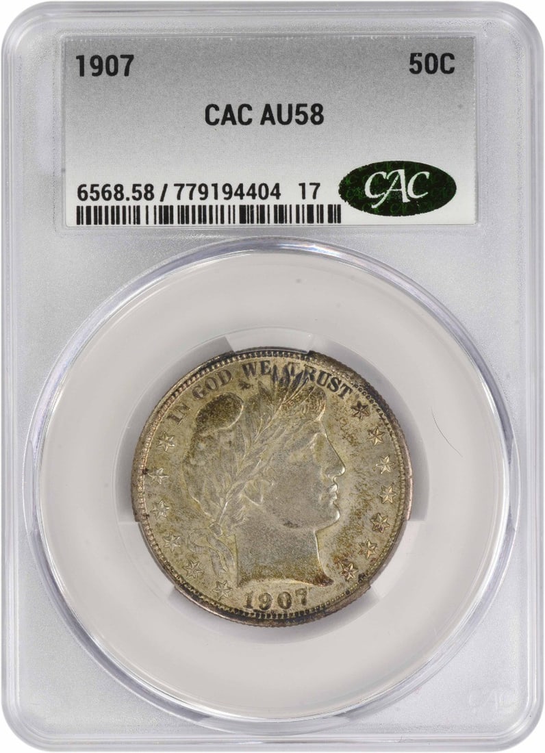 1907 Barber Silver Half Dollar - AU58 CACG (1 of 3)
