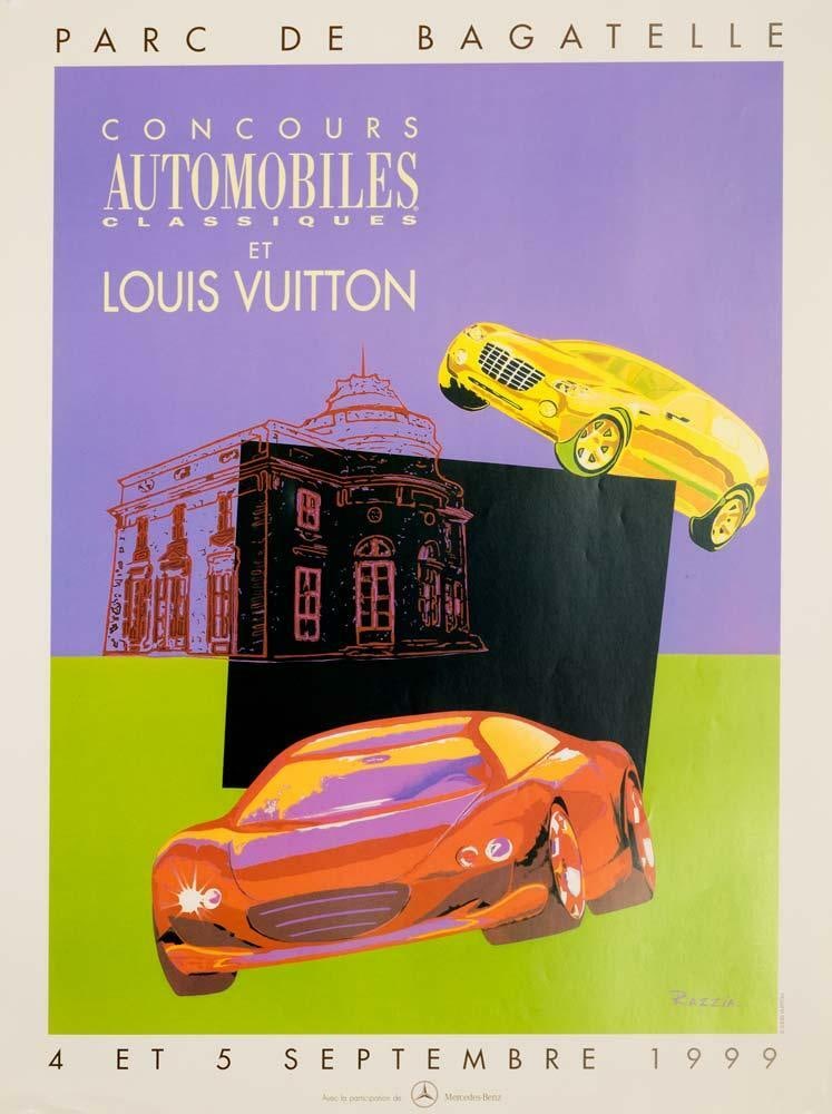 Vers Parc De Bagatelle Automobile 1992 Razzia Vintage Hand Signed Original Large: Vers Parc De Bagatelle Automobile 1992 Razzia Vintage Hand Signed Original Large Experience the iconic style of Razzia, a renowned French artist known for his vibrant and detailed posters, in this