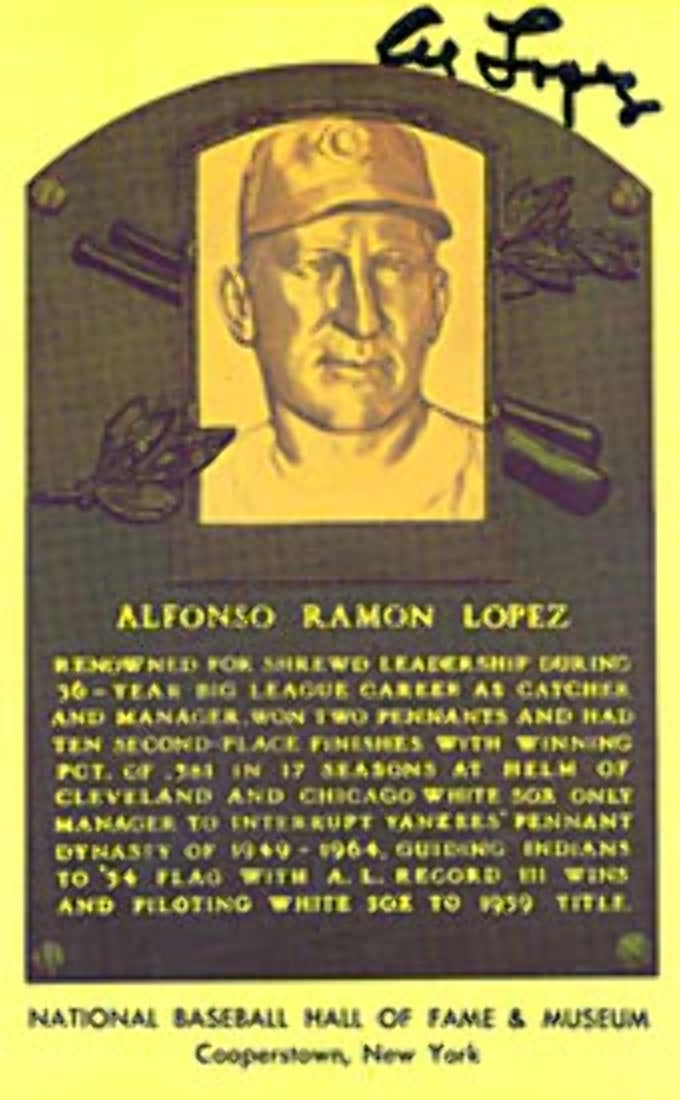 Plaque Al Lopez Autograph/ Signed Baseball HOF: Plaque Al Lopez Autograph/ Signed Baseball HOF Get ready to showcase your baseball memorabilia with the official Hall of Fame plaque autographed by legendary manager Al Lopez! This rare and unique pie