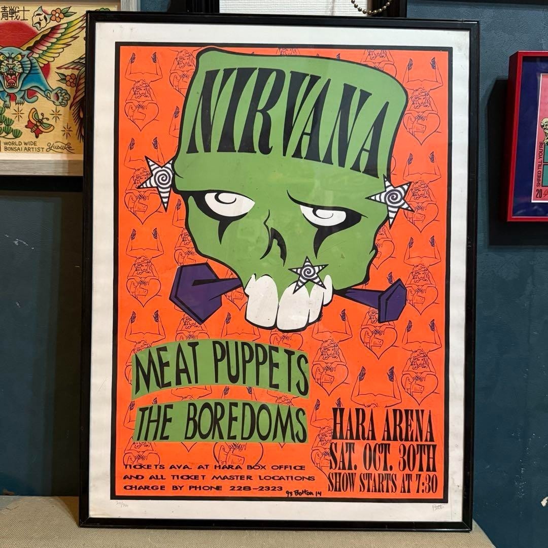 Edition Nirvana Meat Puppets True Concert Poster Hara Arena Lee Bolton First: Edition Nirvana Meat Puppets True Concert Poster Hara Arena Lee Bolton First Get ready to rock with the ultimate Nirvana fan's dream come true - a rare, numbered, and signed original concert poster