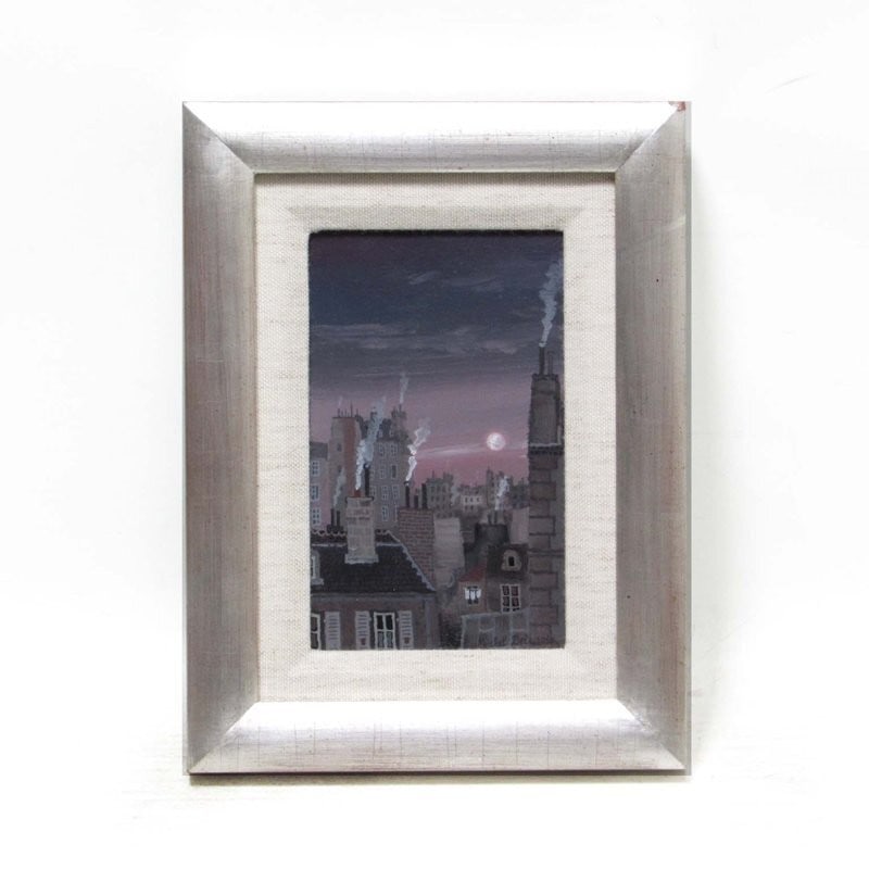 signed Michel Delacroix canvas oil painting "Moon Rabbit" 1990 One of a kind (1 of 7)