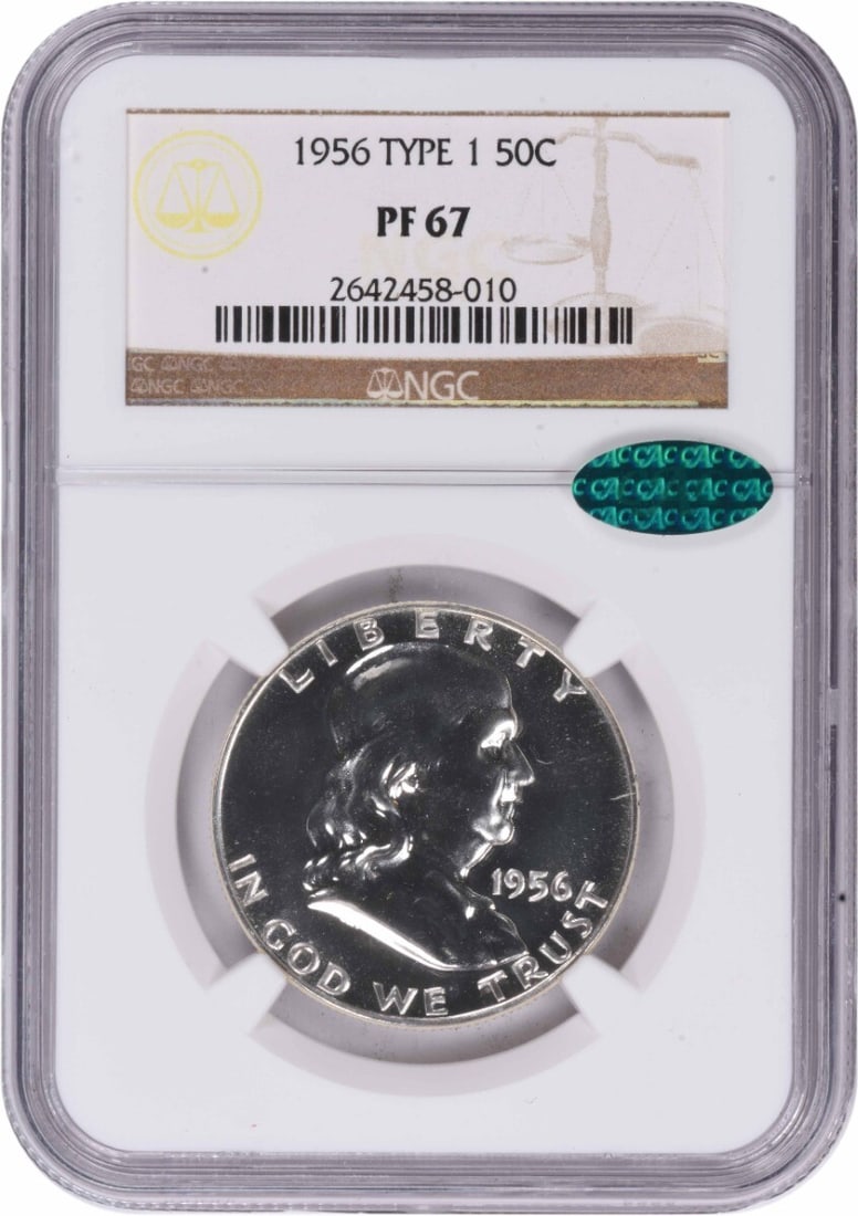 1956 Franklin Silver Half Dollar Type 1 PR67 NGC CAC (1 of 1)