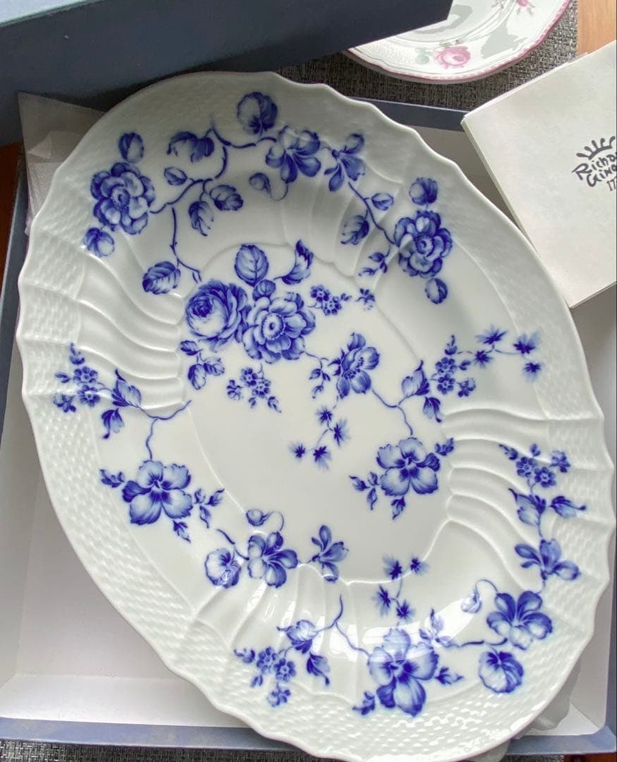 Richard Ginori Rose Blue Oval Large Porcelain Tableware Collectible (1 of 5)
