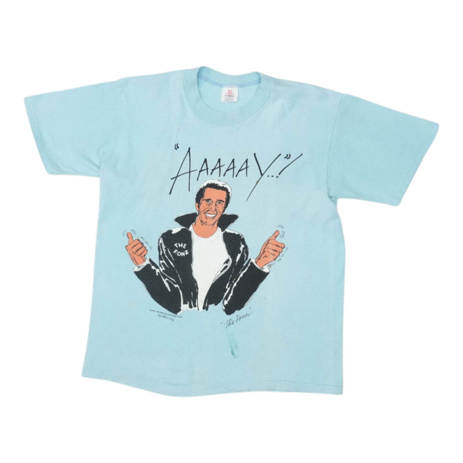 Shirt 1976 Happy Days Fonzie: Shirt 1976 Happy Days Fonzie Get ready to channel your inner Fonz with this authentic 1976 Happy Days vintage shirt, featuring the iconic character's signature style. Made from 100% cotton and measuri