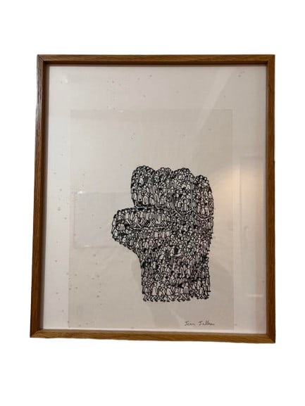 Framed Jean Jullien Pen Drawing "Power To The People": Framed Jean Jullien Pen Drawing "Power To The People" A unique and powerful piece of art, this framed pen drawing by Jean Jullien "Power To The People" is a striking representation of the artist's