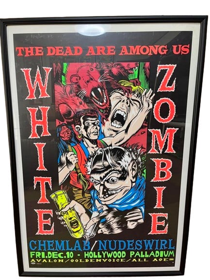 Autographed White Zombie Rock TAZ Poster - Silk Screen Edition: Autographed White Zombie Rock TAZ Poster - Silk Screen Edition Get ready to unleash the undead with this rare, autographed White Zombie poster - a true collector's treasure! Printed on high-quality