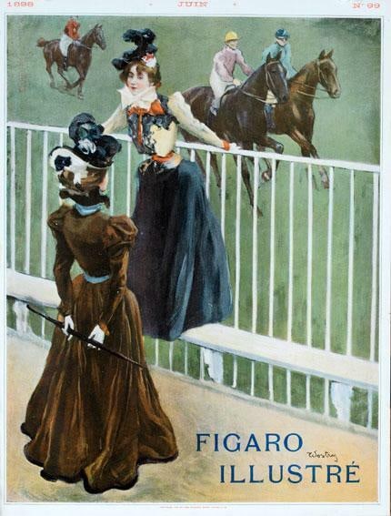 1898 Original Vintage Poster At The Tracks By Wostry For Figaro Illustre: 1898 Original Vintage Poster At The Tracks By Wostry For Figaro Illustre Experience the elegance of Art Nouveau with this rare 1898 vintage poster, At The Tracks by Wostry for Figaro Illustre.