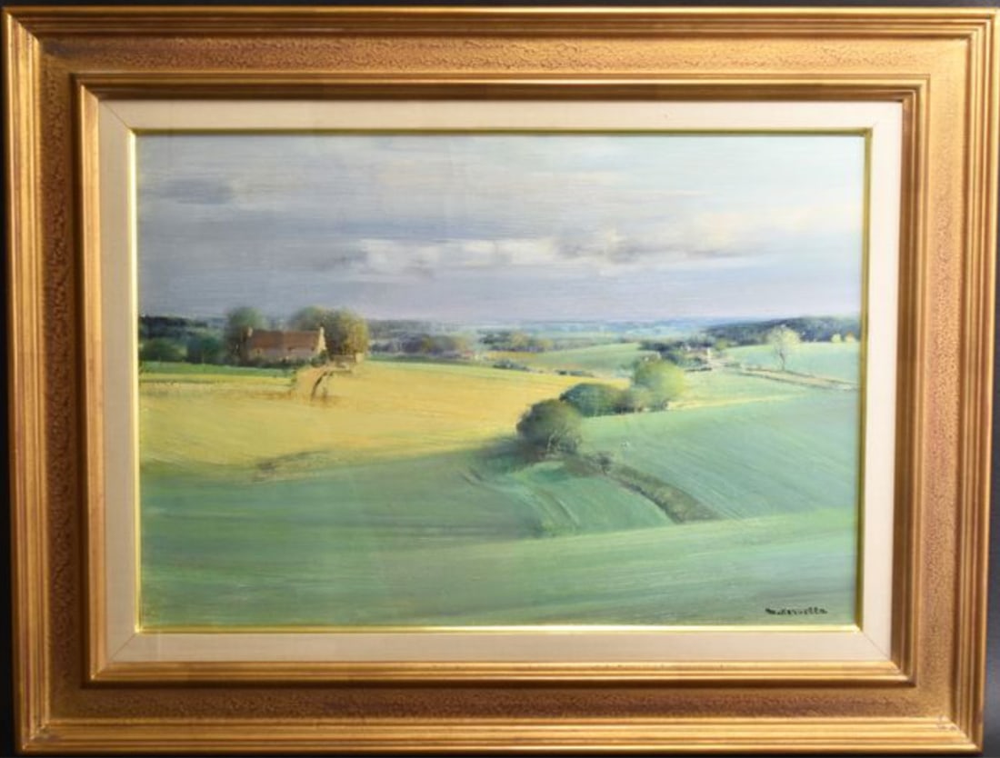 Framed Marcel Kervella Oil Painting Near Bellme French Landscape: Framed Marcel Kervella Oil Painting Near Bellme French Landscape Experience the beauty of Marcel Kervella's Impressionist landscape, captured in exquisite detail on canvas. This one-of-a-kind oil pain