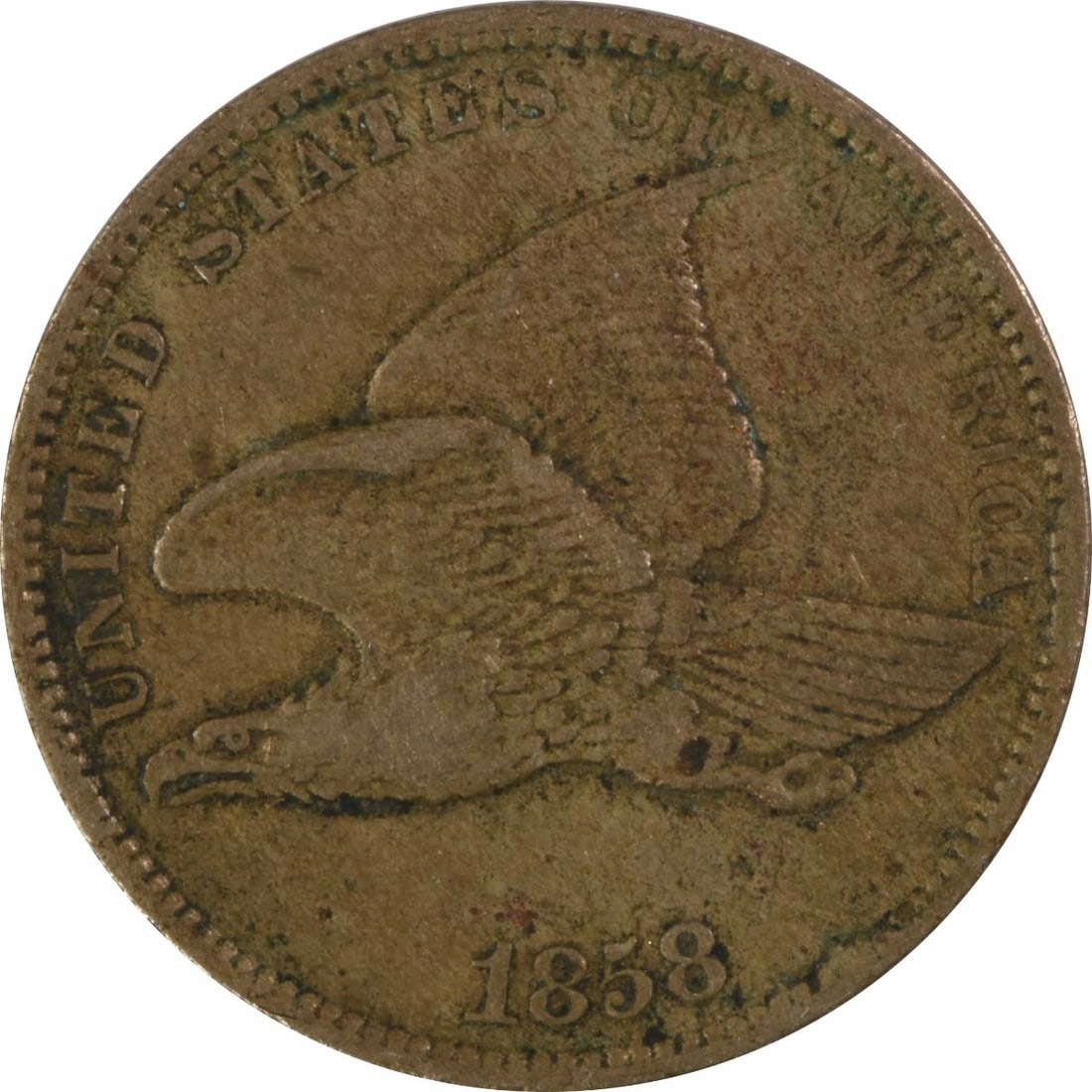 1858 Flying Eagle Cent in Small Letters Choice VF Uncertified: 1858 Flying Eagle Cent in Small Letters Choice VF Uncertified A rare and highly sought-after 1858 Flying Eagle Cent, certified in Small Letters Choice VF Uncertified, is up for grabs. This circulated