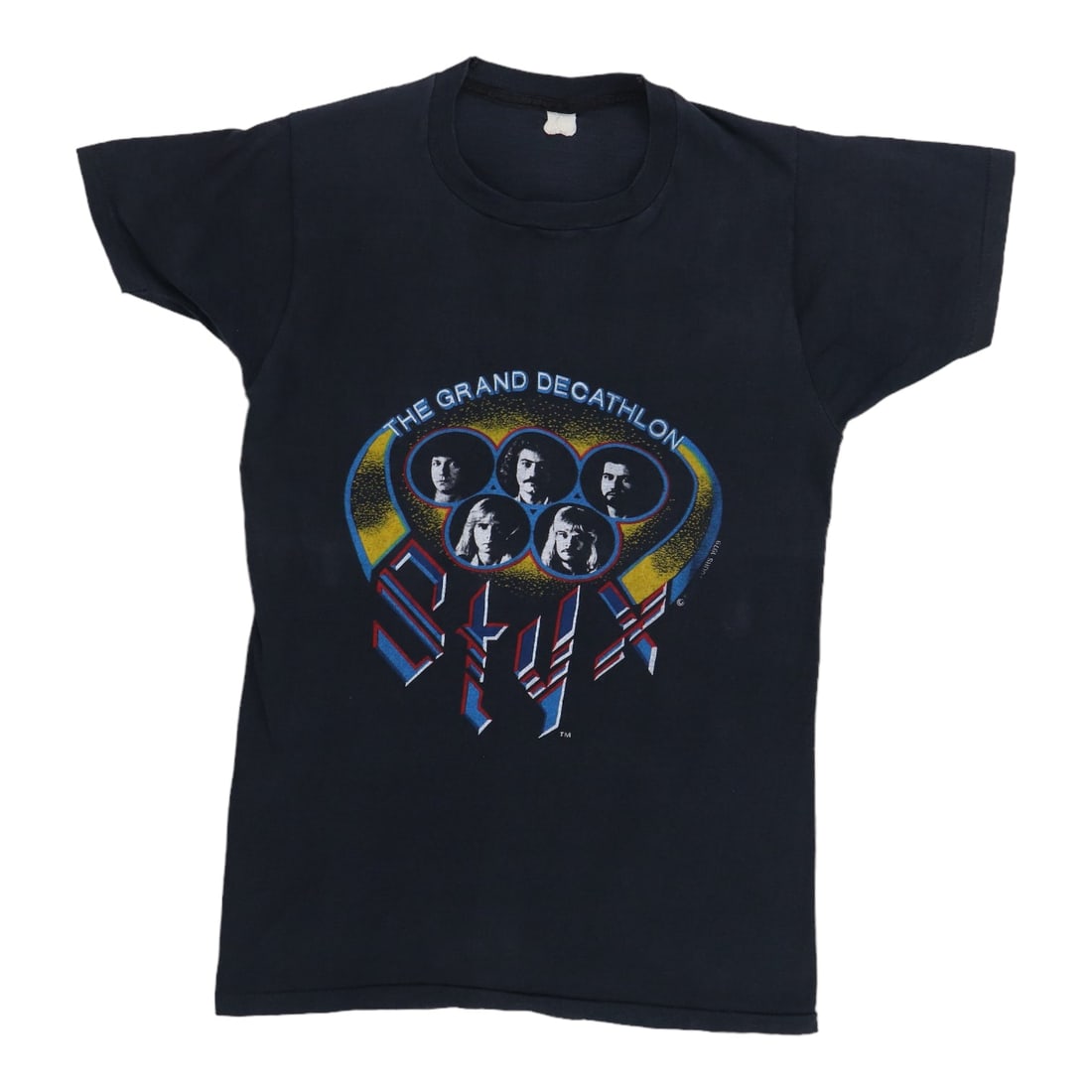 Styx Grand Decathalon Tour Shirt (1979): Styx Grand Decathalon Tour Shirt (1979) Get ready to rock with the iconic 1979 Styx Grand Decathalon Tour Shirt, a true vintage treasure from one of the most influential bands of the era. With its