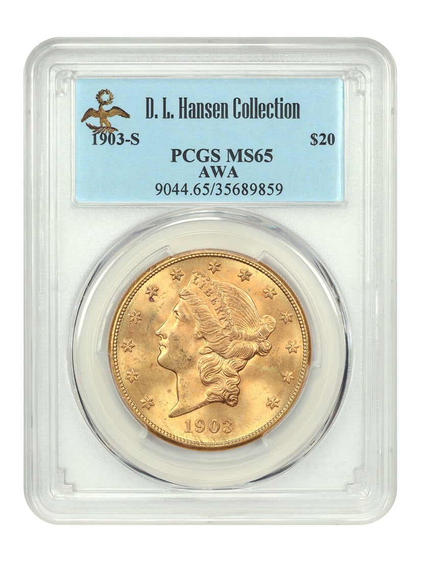 1903-S $20 PCGS MS65 Ex D.L. Hansen & AWA (1 of 4)