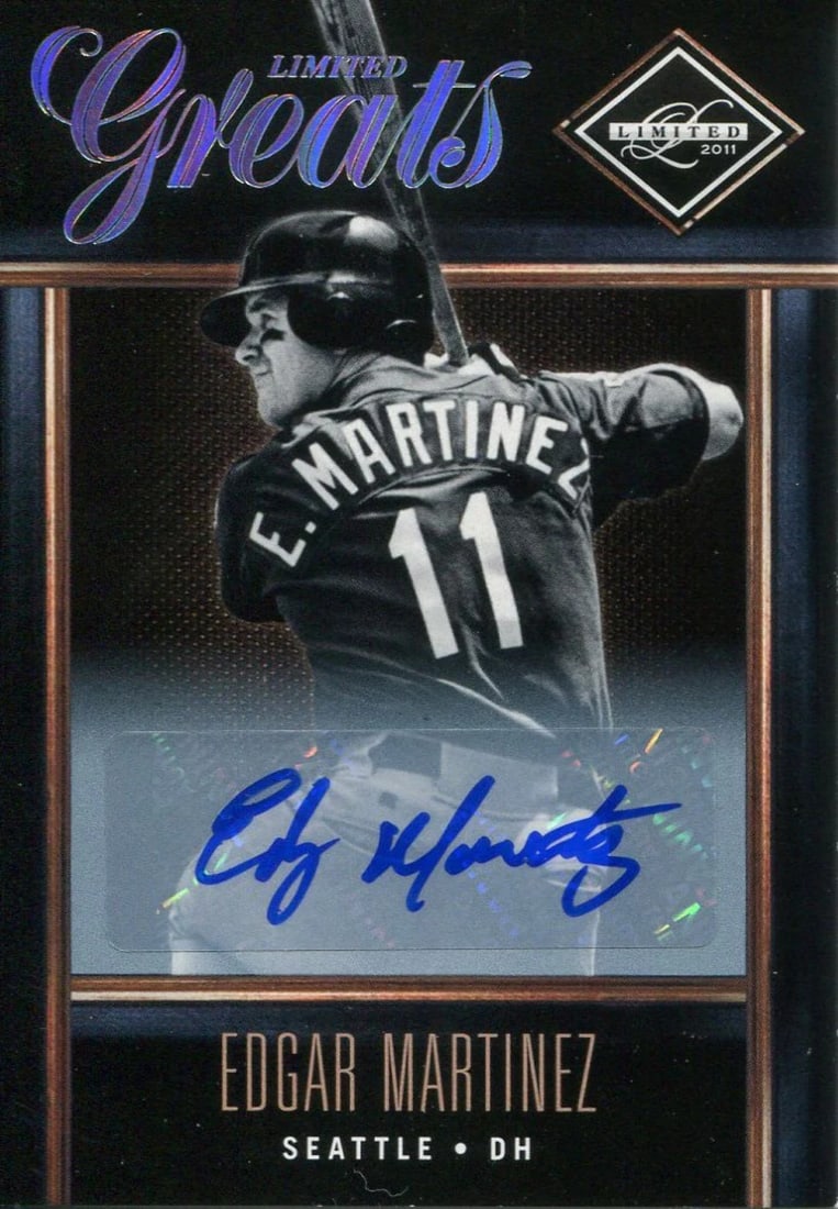 250 Edgar Martinez 2012 Limited Greats Autographed Card 15/: 250 Edgar Martinez 2012 Limited Greats Autographed Card 15/ Get ready to add a piece of baseball history to your collection with this extremely rare 2012 Limited Greats Autographed Card, signed by the