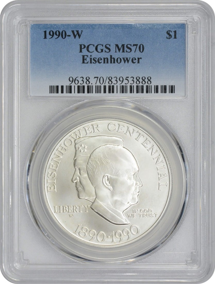 70 1990-W Eisenhower Ike Silver Commemorative Dollar MS70 PCGS Mint State (1 of 1)