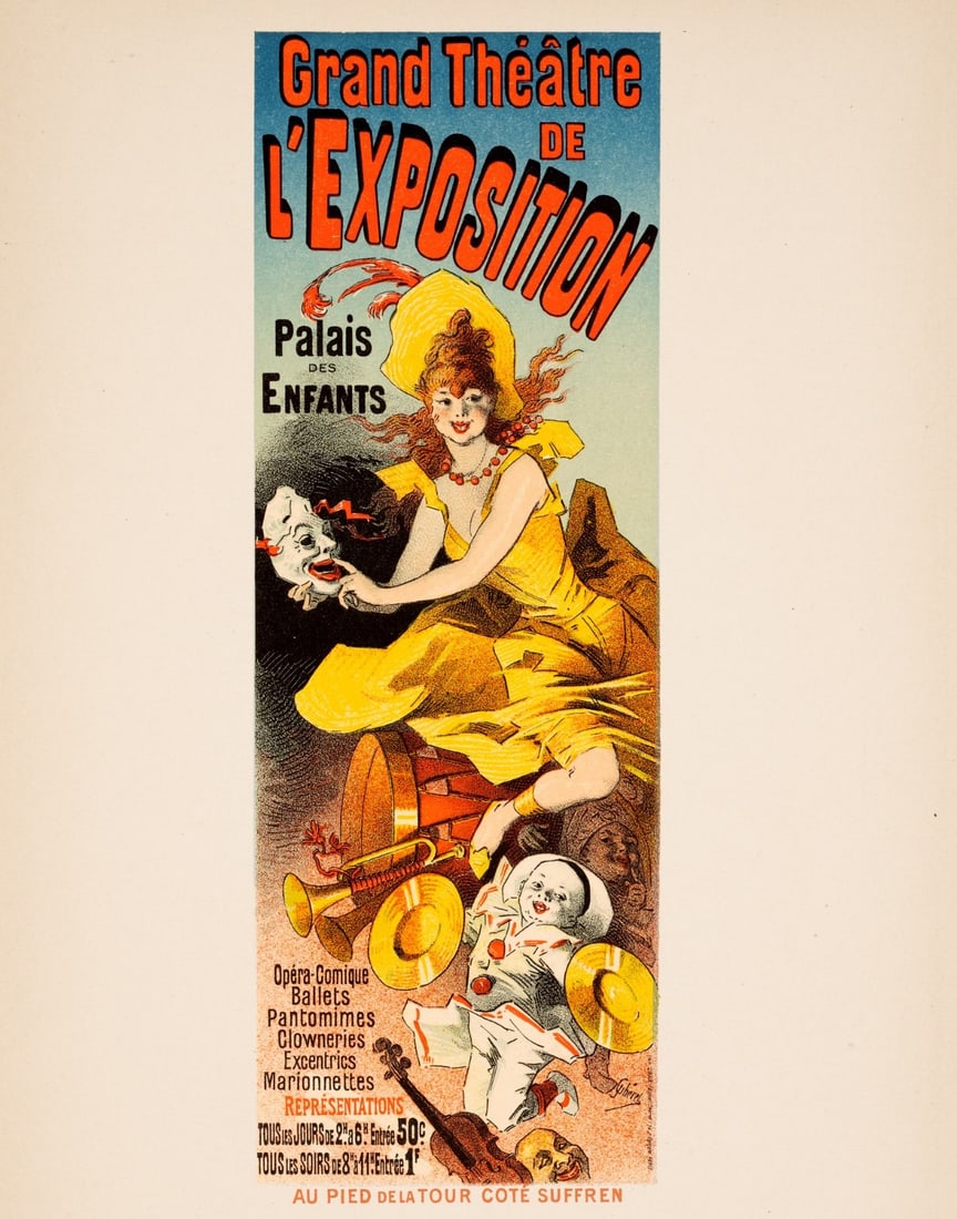 Illu Grand Theatre De Lexposition Palais Des Enfants Jules Cheret 1889 Affiches: Illu Grand Theatre De Lexposition Palais Des Enfants Jules Cheret 1889 Affiches Experience the Art Nouveau era with this stunning 1889 poster by Jules Cheret, showcasing the Illu Grand Theatre de Lexp