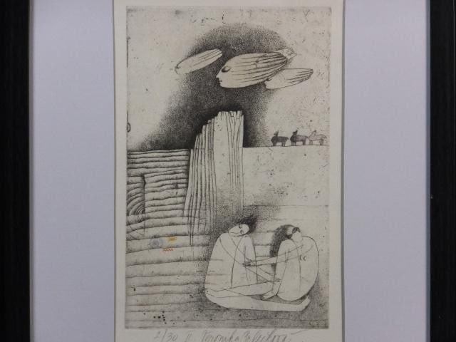 Art Veronika Paleckova "Portrait" Signed Etching Limited 30 Framed Czech: Art Veronika Paleckova "Portrait" Signed Etching Limited 30 Framed Czech A stunning limited edition etching by Czech artist Veronika Paleckova, "Portrait" showcases the artist's unique blend of abstra