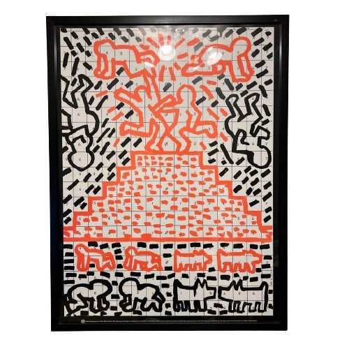 Poster Keith HaringUntitled Pyramid 1981 German: Poster Keith HaringUntitled Pyramid 1981 German A rare and iconic poster from 1981, Keith Haring's Untitled Pyramid is a seminal work of the artist's early career. Printed on paper in Germany, this or
