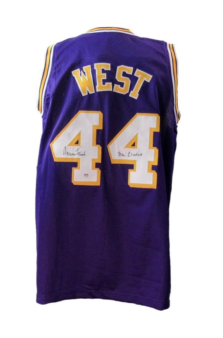 Jerry West HOF Autographed Custom Lakers Jersey (PSA/ DNA 177736): Jerry West HOF Autographed Custom Lakers Jersey (PSA/ DNA 177736) Own a piece of basketball history with this incredible Jerry West HOF autographed custom Lakers jersey, authenticated by PSA/DNA and