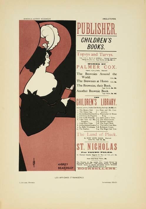 By Beardsley For Affiches Etrangeres 1897 Original Vintage Poster Children Book: By Beardsley For Affiches Etrangeres 1897 Original Vintage Poster Children Book Experience the whimsical world of Art Nouveau with this rare 1897 original vintage poster by renowned artist Beardsley,